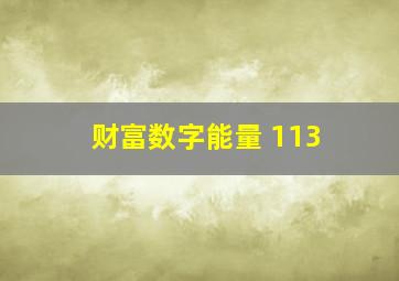 财富数字能量 113